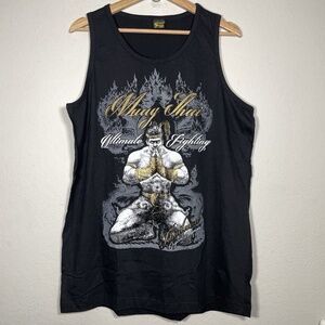 Vintage Yumad Muay Thai Ultimate Fighting Black Kick Boxing Graphic Tank Top XL